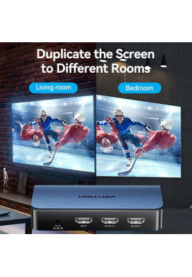 Сплітер HDMI 2.0 UHD 4K 60Hz 3D, HDCP 1x2 ports Blue Aluminum Alloy Vention