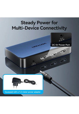 Сплітер HDMI 2.0 UHD 4K 60Hz 3D, HDCP 1x2 ports Blue Aluminum Alloy Vention