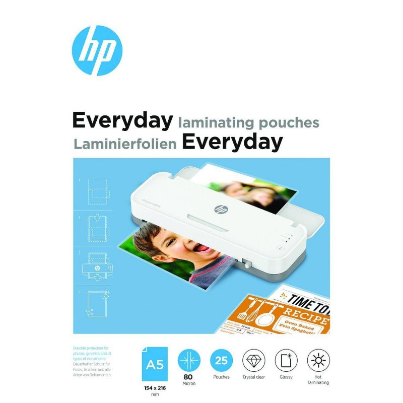 Плівка для ламінування HP Everyday Laminating Pouches, A5, 80 Mic, 154 x 216, 25 pcs