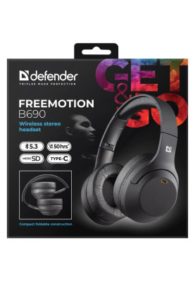 Гарнітура Defender FreeMotion B690, Bluetooth+3,5мм, Black