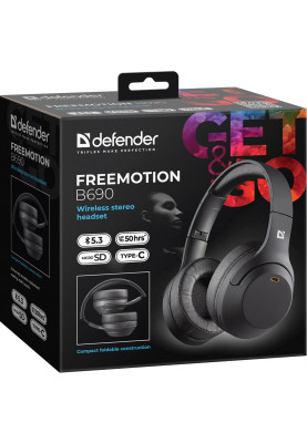 Гарнітура Defender FreeMotion B690, Bluetooth+3,5мм, Black