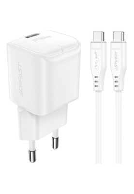 Зарядний пристрій USB-C 20W Gan A73 mini + USB-C cable Fast Charger White Acefast