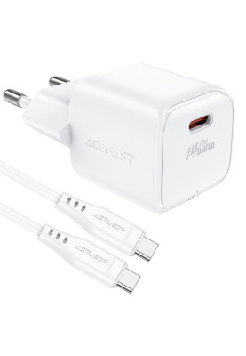 Зарядний пристрій USB-C 20W Gan A73 mini + USB-C cable Fast Charger White Acefast