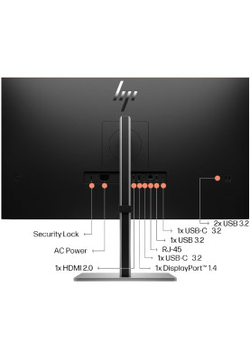 TFT 31.5" HP E32K G5, 4K UHD, IPS, HDMI, DP, USB-C, RJ-45, HAS, колонки, чорний