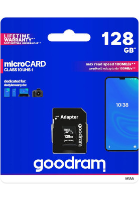 Memory card microSDXC 128Gb GoodRAM (class 10 UHS I U1) Retail + adapter
