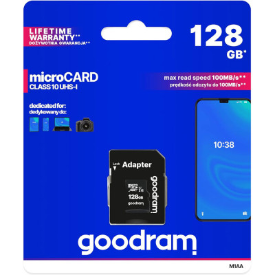 Memory card microSDXC 128Gb GoodRAM (class 10 UHS I U1) Retail + adapter