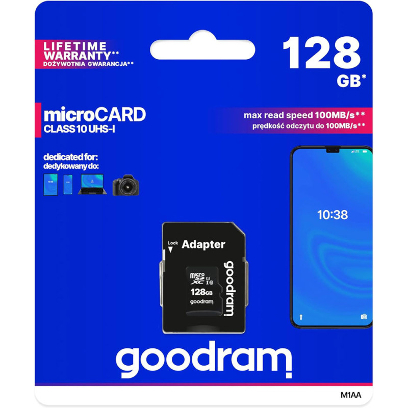Memory card microSDXC 128Gb GoodRAM (class 10 UHS I U1) Retail + adapter