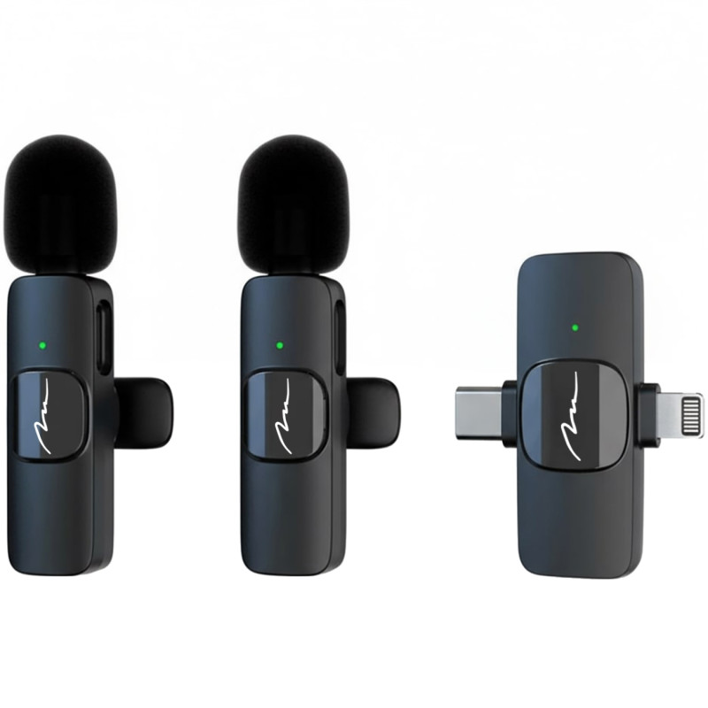 Бездротовий петличний мікрофон Media-Tech USB-C/Lightning 2-Pack Micro-Mic Duo MT416  Black