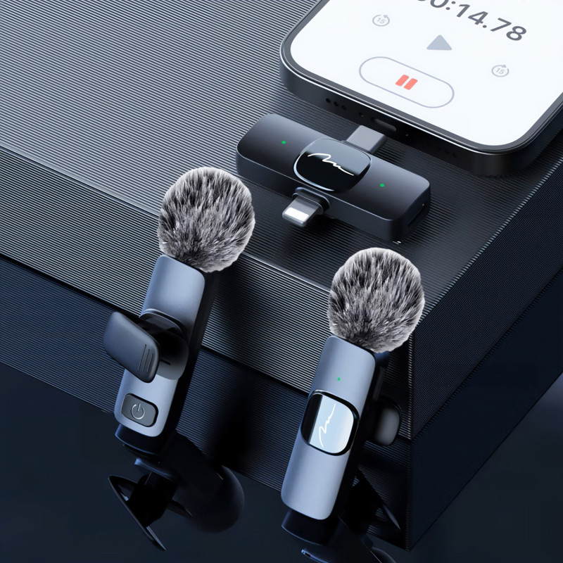 Бездротовий петличний мікрофон Media-Tech USB-C/Lightning 2-Pack Micro-Mic Duo MT416  Black