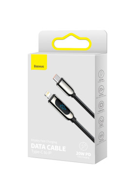 Кабель USB3.1 Type-C M-Lightning M, 1.0 м, 20W, З дисплеєм Чорний  CATLSK Baseus