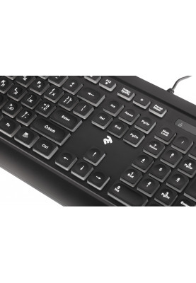 Клавіатура 2E KS120 біла підсвітка USB чорна