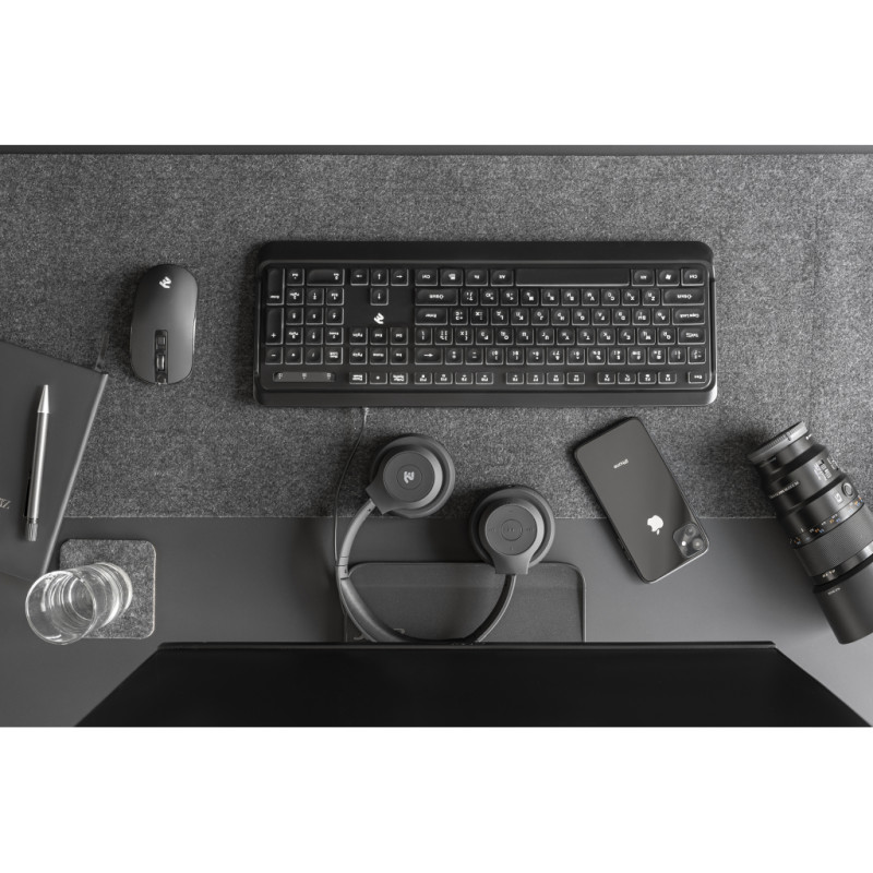 Клавіатура 2E KS120 біла підсвітка USB чорна