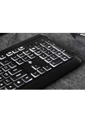 Клавіатура 2E KS120 біла підсвітка USB чорна