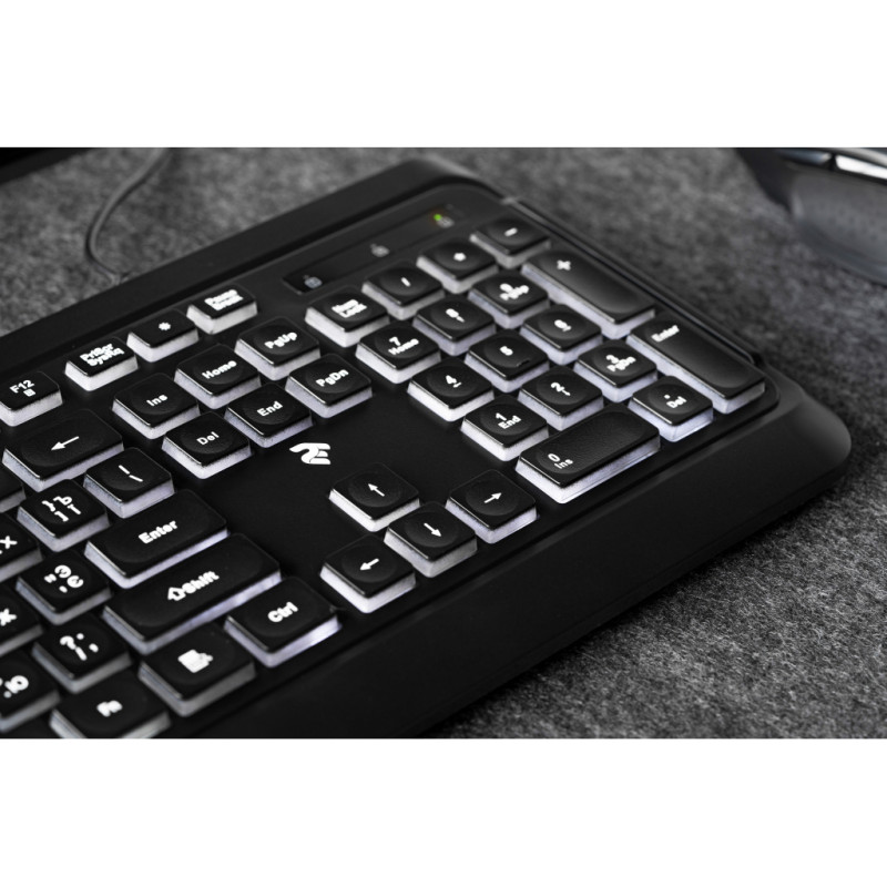 Клавіатура 2E KS120 біла підсвітка USB чорна