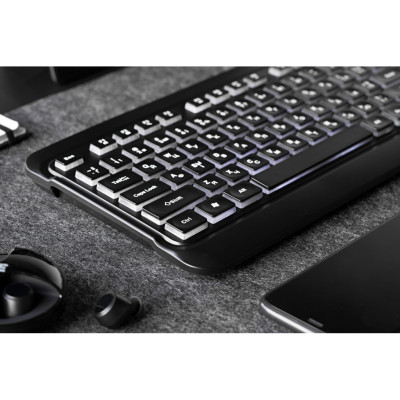 Клавіатура 2E KS120 біла підсвітка USB чорна
