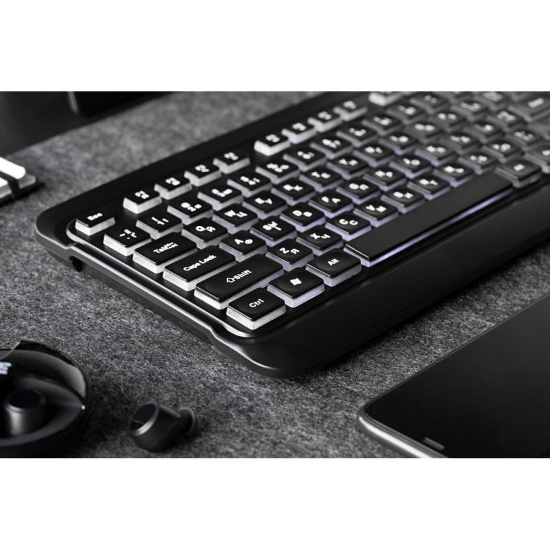 Клавіатура 2E KS120 біла підсвітка USB чорна