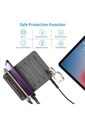 Зарядний пристрій 6xUSB 68W Charing Station (6хUSB-A) 2xMicroUSB,2xLighting,2xUCB-C Choetech