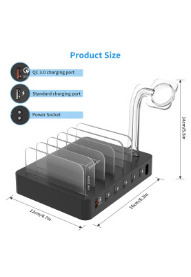 Зарядний пристрій 6xUSB 68W Charing Station (6хUSB-A) 2xMicroUSB,2xLighting,2xUCB-C Choetech