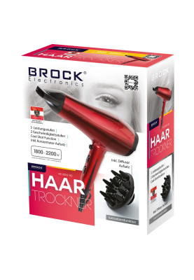 Фен BROCK HD 8302 RD 2200Вт/ 2 швидкості/ Cool shot/ іонізація/ складна ручка/ червоний
