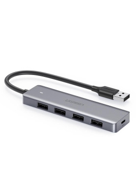 USB Hub UGREEN 4-port 15см USB 3.0 Активний, Metal Plated Shell, Ultra Slim CM219 Сірий