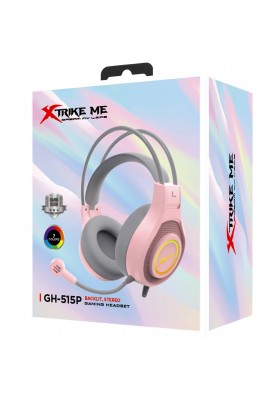 Ігрова гарнітура XTRIKE ME GH-515, USB+3.5мм, 7 режимів RGB, кабель 2м, рожева