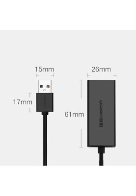 Перехідник USB 2.0 Type-A --> Ethernet RJ45 100Mb CR110 UGREEN чорний