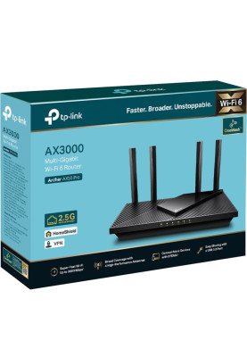 Маршрутизатор TP-Link Archer AX55 Pro AX3000, 3xGE LAN, 1xGE WAN/LAN, 1x2.5GE WAN/LAN, 1xUSB 3.0, ME