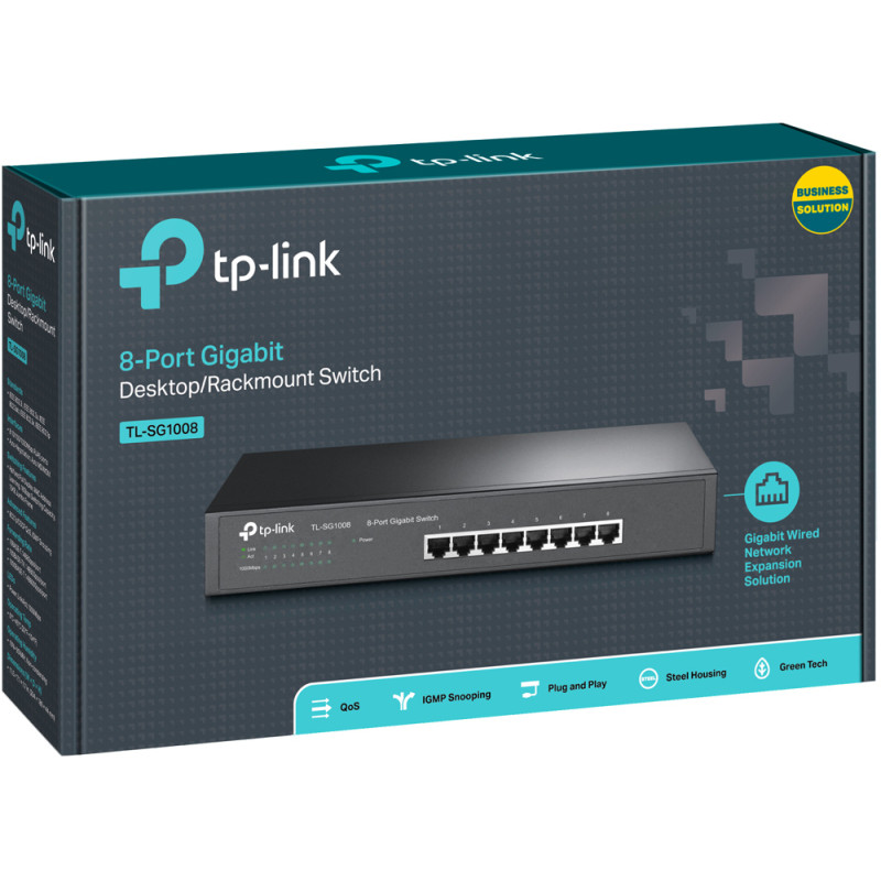 Комутатор TP-Link TL-SG1008, 8 портовий, 10/100/1000