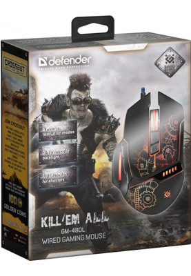 Мишка Defender Kill'em All GM-480L, ігрова, 3200dpi., 8кн.