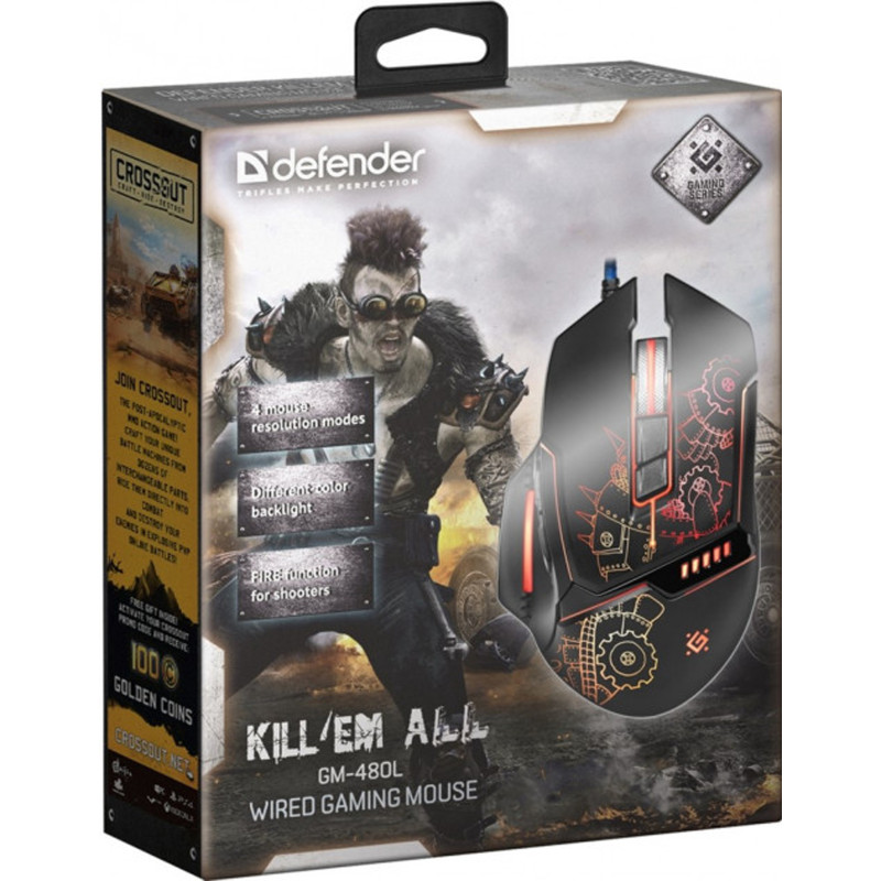 Мишка Defender Kill'em All GM-480L, ігрова, 3200dpi., 8кн.