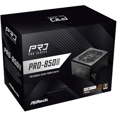 БЖ 850W ASRock PRO PRO-850B 120mm, 80+ Bronze, Retail БЖ 850W ASRock PRO PRO-850B 120mm, 80+ Bronze, Retail