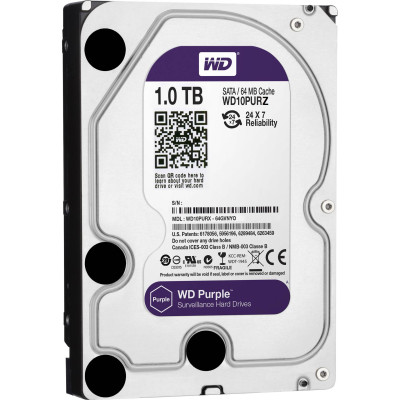 Накопичувач HDD 1000Gb, IntelliPower, WD Purple, 64M, SATA III (WD10PURX)