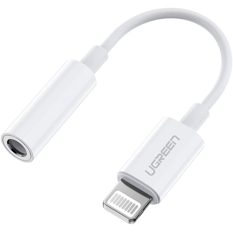 Перехідник Lightning --> 3.5 mm 10cm Headphone Jack Adapter Model US212 UGREEN Білий