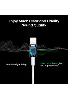 Перехідник Lightning --> 3.5 mm 10cm Headphone Jack Adapter Model US212 UGREEN Білий