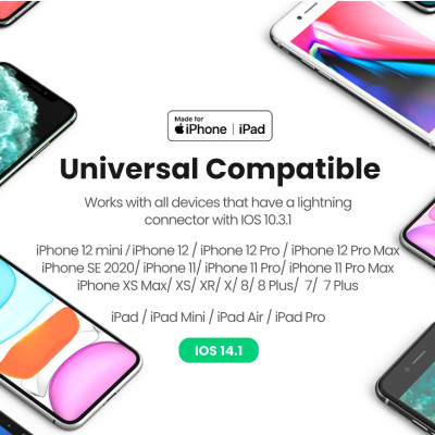 Перехідник Lightning --> 3.5 mm 10cm Headphone Jack Adapter Model US212 UGREEN Білий
