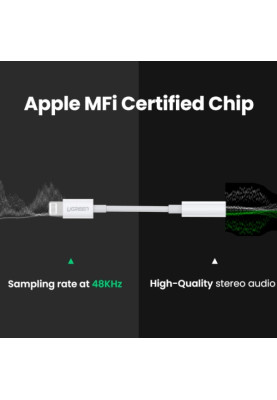 Перехідник Lightning --> 3.5 mm 10cm Headphone Jack Adapter Model US212 UGREEN Білий