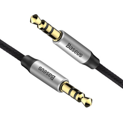 Кабель аудіо Jack 3.5mm Baseus Yiven Audio Cable M30 M/M 1m Срібний+Чорний