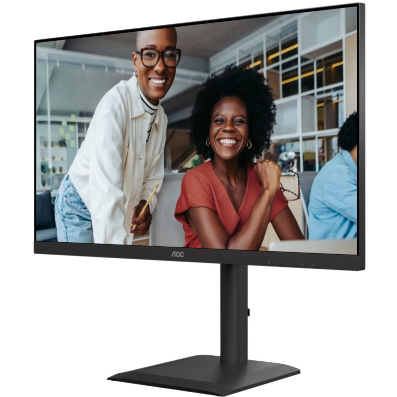 TFT 27" AOC U27E4CV, 4K UHD, IPS, 2xHDMI, DP, USB-C, RJ-45, USB hub, HAS, Pivot,  кол., чорний