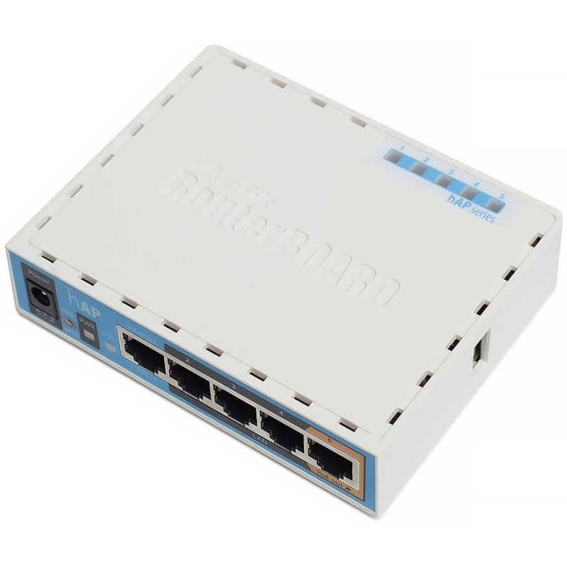Маршрутизатор Mikrotik RB951Ui-2ND hAP with 650MHz CPU, 64MB RAM, 5xLAN, built-in 2.4Ghz 802.11b/g/n