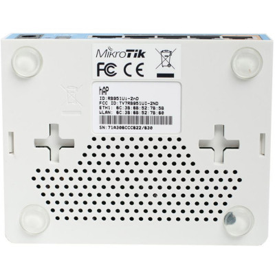 Маршрутизатор Mikrotik RB951Ui-2ND hAP with 650MHz CPU, 64MB RAM, 5xLAN, built-in 2.4Ghz 802.11b/g/n Маршрутизатор Mikrotik RB951Ui-2ND hAP with 650MHz CPU, 64MB RAM, 5xLAN, built-in 2.4Ghz 802.11b/g/n