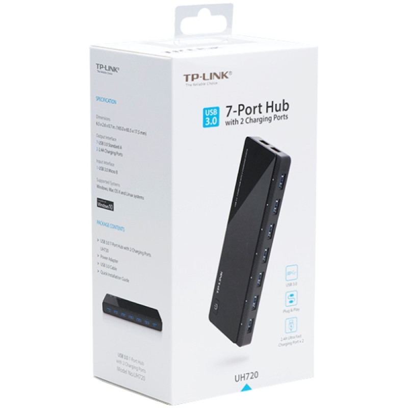 Концентратор TP-Link UH720 USB-A >7xUSB3.0/2xUSB3.0 (Швидка зарядка)