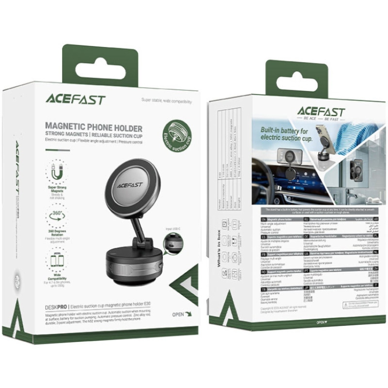 Тримач для смартфона Acefast E30 Electric Suction cup metal grey