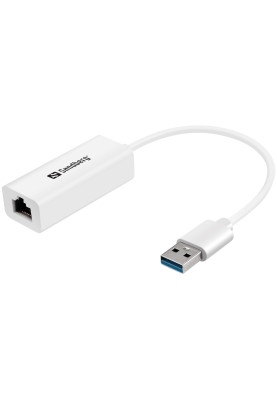 Перехідник USB 3.0 Type-A --> Ethernet RJ45 1000 Мбіт/с Sandberg білий