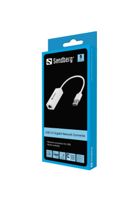 Перехідник USB 3.0 Type-A --> Ethernet RJ45 1000 Мбіт/с Sandberg білий
