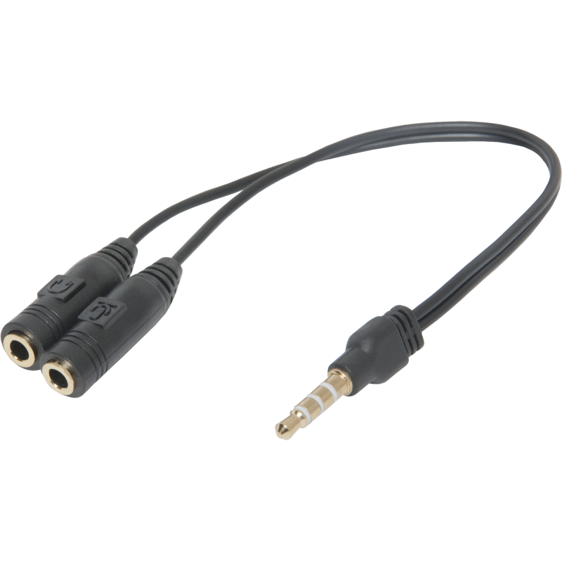 Перехідник аудіо Jack 3.5mm M 3pin -> 2 Jack 3.5mm F (розгалужувач) Defender