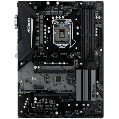 Материнська плата ASRock H370 PRO4/REF (1151/H370, 4*DDR4,2xPCIe x16, 6xSATAІІІ, RAID, GLan, 8ch, ATX)