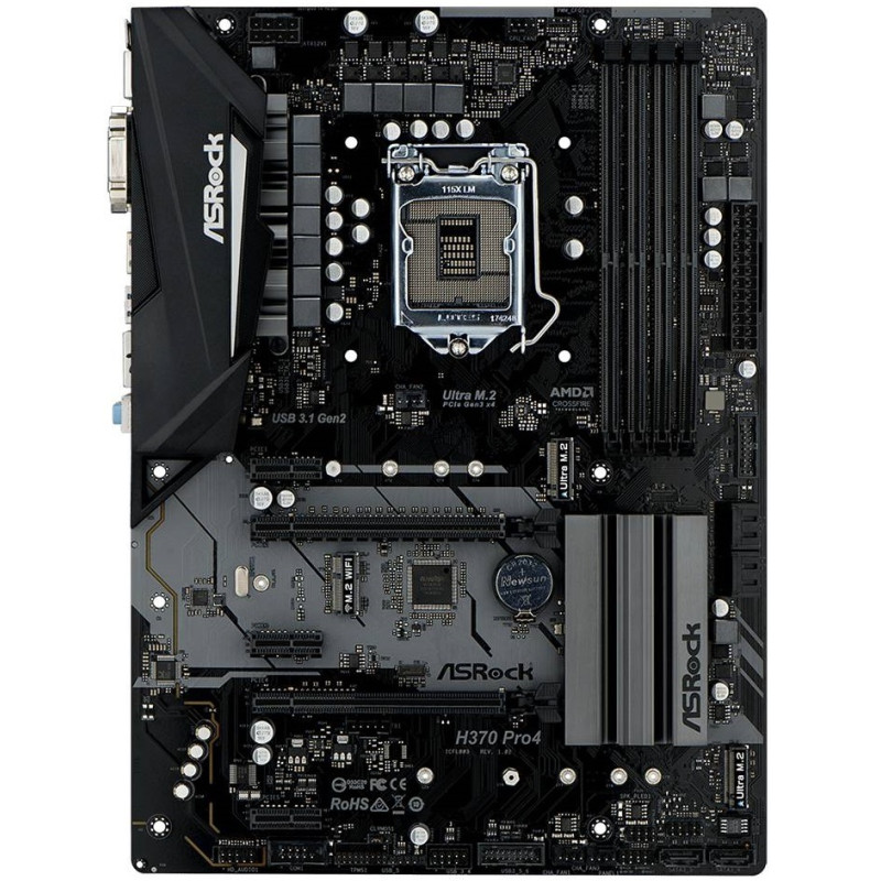 Материнська плата ASRock H370 PRO4/REF (1151/H370, 4*DDR4,2xPCIe x16, 6xSATAІІІ, RAID, GLan, 8ch, ATX)