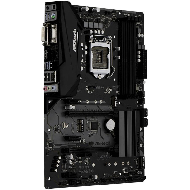 Материнська плата ASRock H370 PRO4/REF (1151/H370, 4*DDR4,2xPCIe x16, 6xSATAІІІ, RAID, GLan, 8ch, ATX)