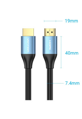 Кабель HDMI M - M,10.0 м, V2.0, 4K 60Гц, Aluminum Alloy Blue Vention