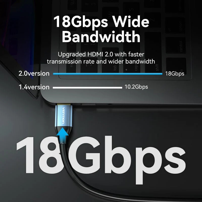 Кабель HDMI M - M, 10.0 м, V2.0, 4K 60Гц, Aluminum Alloy Blue Vention